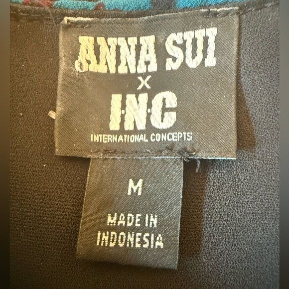 Anna Sui x Inc Womens Silk Blend Embroidered Bell Sleeve Whimsigoth Dress Medium - Picture 5 of 9